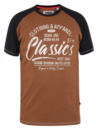 D555 Charmouth Raglan Sleeve Printed T-Shirt - Magliette - Magliette Uomo Taglie Forti