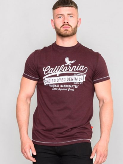 D555 Wharf California Eagle Printed T-Shirt Burgundy - Magliette - Magliette Uomo Taglie Forti