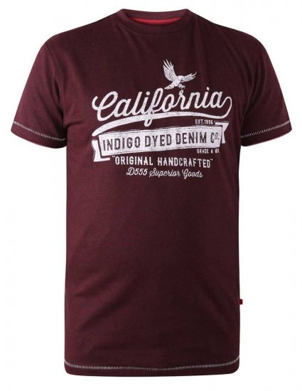 D555 Wharf California Eagle Printed T-Shirt Burgundy - Magliette - Magliette Uomo Taglie Forti