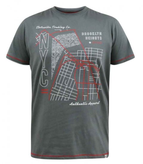 D555 Cobbler Nyc Birdseye Map Printed T-Shirt - Magliette - Magliette Uomo Taglie Forti