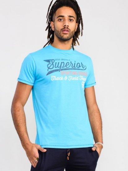 D555 Rushden Superior Printed T-Shirt Turquoise - Magliette - Magliette Uomo Taglie Forti
