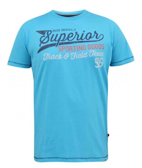 D555 Rushden Superior Printed T-Shirt Turquoise - Magliette - Magliette Uomo Taglie Forti