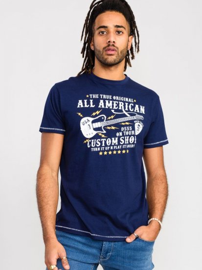 D555 Bronte All American Guitar Printed T-Shirt - Magliette - Magliette Uomo Taglie Forti
