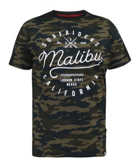 D555 Sullivan Ao Camo T-Shirt With Chest Print - Magliette - Magliette Uomo Taglie Forti