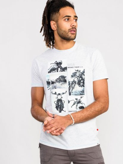 D555 Trafford Bike Photo Printed T-Shirt White - Magliette - Magliette Uomo Taglie Forti