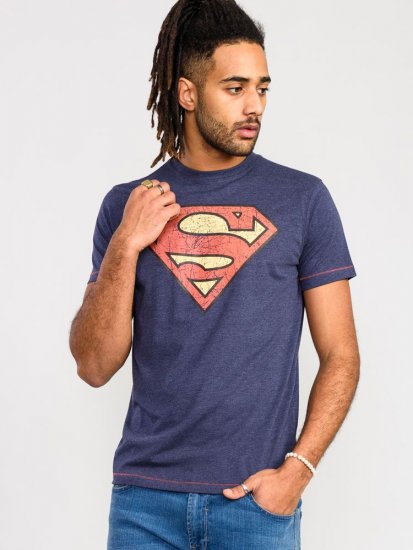 D555 Scampton Official Superman Printed T-Shirt Navy - Magliette - Magliette Uomo Taglie Forti