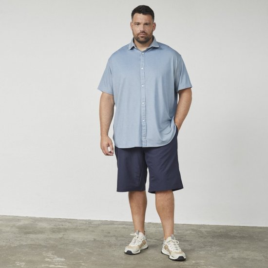 North Latitude 61116 Camicia Piqué Melange a Maniche Corte Blu - Polo - Polo Uomo Taglie Forti