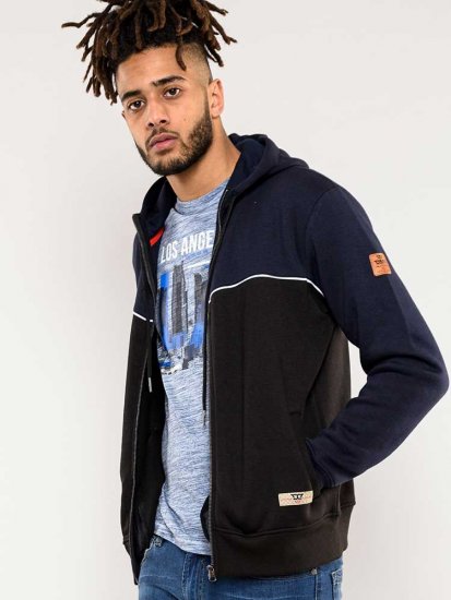D555 Vincent Full Zip Hoody With Chest And Sleeve Piping Detail - Felpe & felpe con cappuccio - Felpe & Felpe con Cappuccio Uomo Taglie Forti