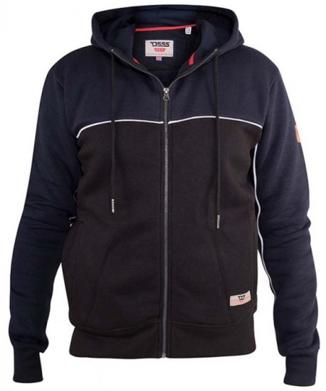 D555 Vincent Full Zip Hoody With Chest And Sleeve Piping Detail - Felpe & felpe con cappuccio - Felpe & Felpe con Cappuccio Uomo Taglie Forti