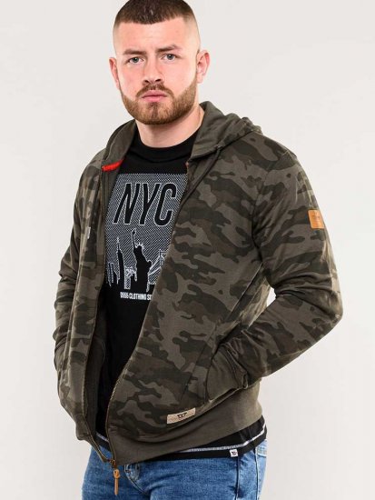 D555 Antonio Camo Printed Zip Through Hoody - Felpe & felpe con cappuccio - Felpe & Felpe con Cappuccio Uomo Taglie Forti