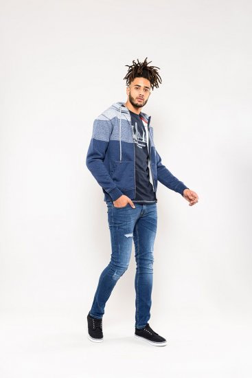D555 Columbus Cut And Sew Panelled Zip Through Hoody Blue - Felpe & felpe con cappuccio - Felpe & Felpe con Cappuccio Uomo Taglie Forti