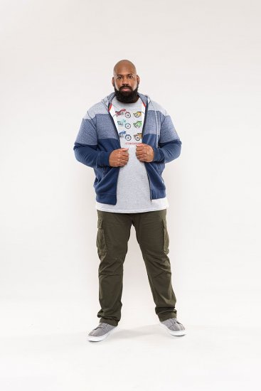 D555 Columbus Cut And Sew Panelled Zip Through Hoody Blue - Felpe & felpe con cappuccio - Felpe & Felpe con Cappuccio Uomo Taglie Forti