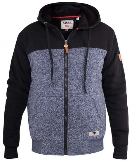 D555 Allen Zip Through Hoody With Sherpa Lining - Felpe & felpe con cappuccio - Felpe & Felpe con Cappuccio Uomo Taglie Forti