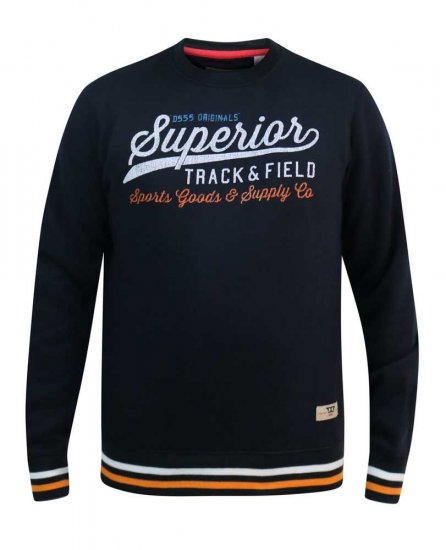 D555 Marlow Printed Crew Neck Sweatshirt Navy - Felpe & felpe con cappuccio - Felpe & Felpe con Cappuccio Uomo Taglie Forti