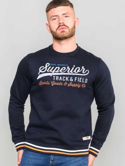 D555 Marlow Printed Crew Neck Sweatshirt Navy - Felpe & felpe con cappuccio - Felpe & Felpe con Cappuccio Uomo Taglie Forti
