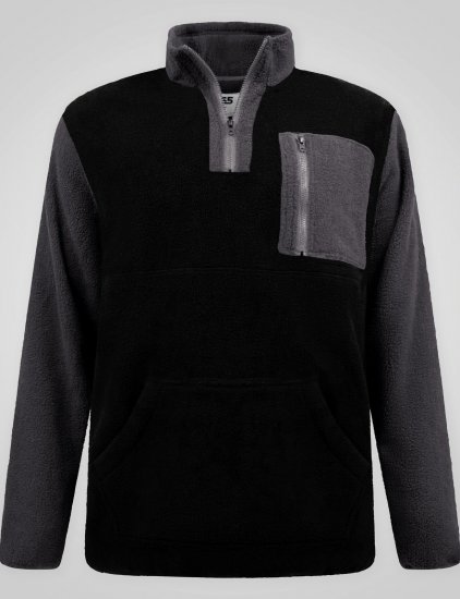 D555 Daly Quarter Zip Fleece Sweatshirt Nero/Grigio - Felpe & felpe con cappuccio - Felpe & Felpe con Cappuccio Uomo Taglie Forti