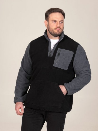 D555 Daly Quarter Zip Fleece Sweatshirt Nero/Grigio - Felpe & felpe con cappuccio - Felpe & Felpe con Cappuccio Uomo Taglie Forti