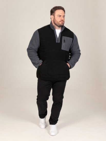 D555 Daly Quarter Zip Fleece Sweatshirt Nero/Grigio - Felpe & felpe con cappuccio - Felpe & Felpe con Cappuccio Uomo Taglie Forti