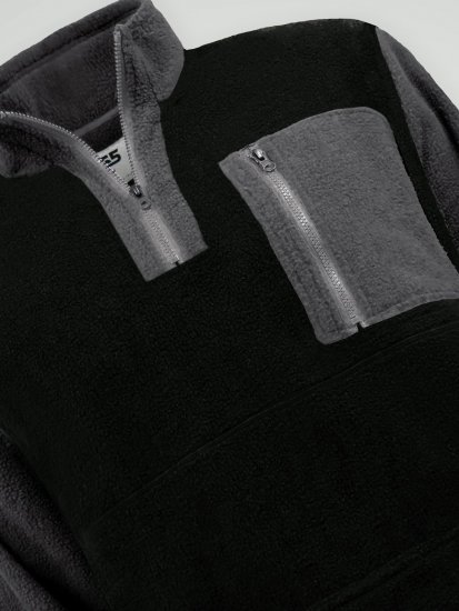 D555 Daly Quarter Zip Fleece Sweatshirt Nero/Grigio - Felpe & felpe con cappuccio - Felpe & Felpe con Cappuccio Uomo Taglie Forti