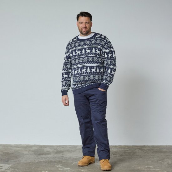 North Latitude 63144 Fjell Reindeer Knit Blu navy - Felpe & felpe con cappuccio - Felpe & Felpe con Cappuccio Uomo Taglie Forti