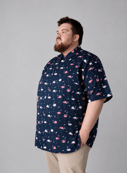 Kam Jeans 6068 Flamingo Short Sleeve Shirt Navy - Camicie - Camicie Taglie Forti Uomo