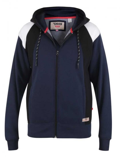 D555 Silverton Contrast Panneled Hoodie Navy - Felpe & felpe con cappuccio - Felpe & Felpe con Cappuccio Uomo Taglie Forti