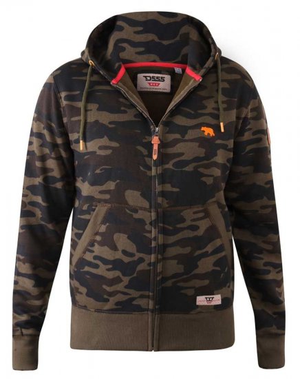 D555 Regent AOP Camo Zip Through Hoody - Felpe & felpe con cappuccio - Felpe & Felpe con Cappuccio Uomo Taglie Forti