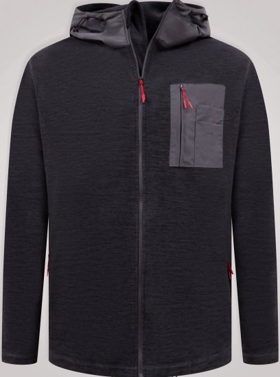 D555 Damien Micro Fleece Zip Through Hoody Nero/Grigio - Felpe & felpe con cappuccio - Felpe & Felpe con Cappuccio Uomo Taglie Forti