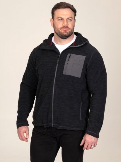 D555 Damien Micro Fleece Zip Through Hoody Nero/Grigio - Felpe & felpe con cappuccio - Felpe & Felpe con Cappuccio Uomo Taglie Forti