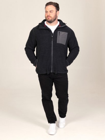 D555 Damien Micro Fleece Zip Through Hoody Nero/Grigio - Felpe & felpe con cappuccio - Felpe & Felpe con Cappuccio Uomo Taglie Forti