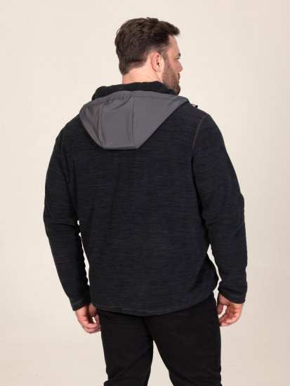 D555 Damien Micro Fleece Zip Through Hoody Nero/Grigio - Felpe & felpe con cappuccio - Felpe & Felpe con Cappuccio Uomo Taglie Forti