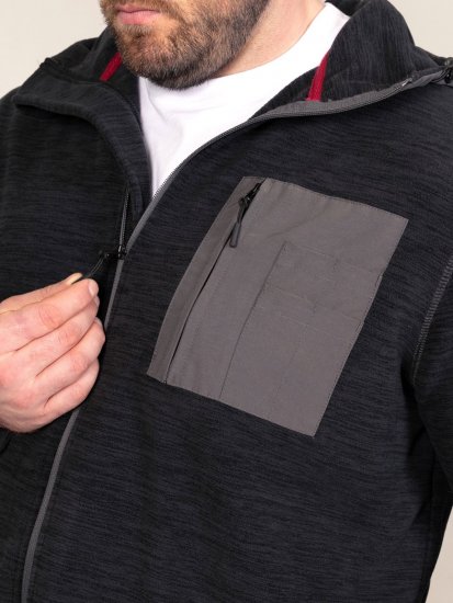 D555 Damien Micro Fleece Zip Through Hoody Nero/Grigio - Felpe & felpe con cappuccio - Felpe & Felpe con Cappuccio Uomo Taglie Forti