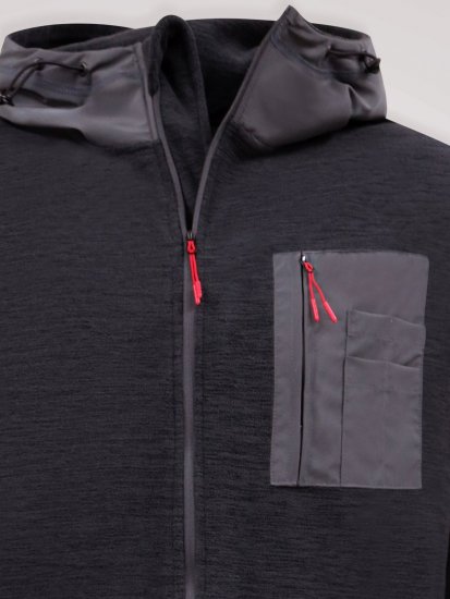 D555 Damien Micro Fleece Zip Through Hoody Nero/Grigio - Felpe & felpe con cappuccio - Felpe & Felpe con Cappuccio Uomo Taglie Forti