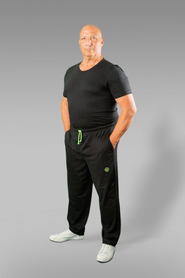 20 Nodi Long Leg Sports Pants in Combed Cotton Jersey Black - Pantaloni & pantaloncini tuta - Pantaloni Tuta Uomo Taglie Forti