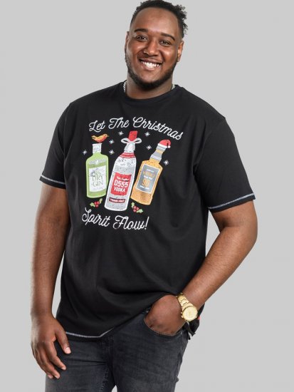 D555 SPIRIT Christmas Spirit Printed T-Shirt Black - Magliette - Magliette Uomo Taglie Forti
