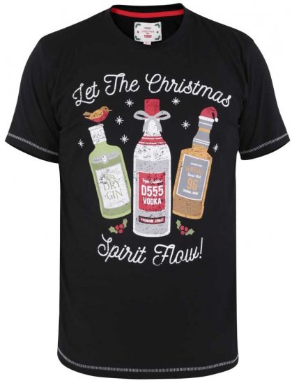 D555 SPIRIT Christmas Spirit Printed T-Shirt Black - Magliette - Magliette Uomo Taglie Forti