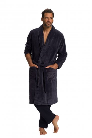 JP1880 Bathrobe with Spacious Patch Pockets Grey - Intimo & costumi da bagno - Intimo Taglie Forti Uomo