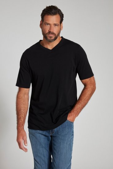JP1880 702415 T-shirt con scollo a V Nero - Magliette - Magliette Uomo Taglie Forti