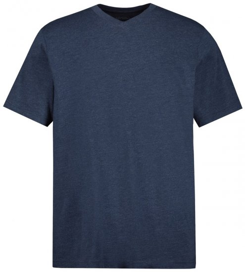 JP1880 702415 T-shirt con scollo a V Blu medio melange - Magliette - Magliette Uomo Taglie Forti