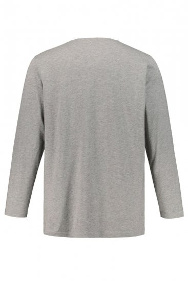 JP1880 702555 T-shirt Henley a maniche lunghe Grigio melange - Magliette - Magliette Uomo Taglie Forti