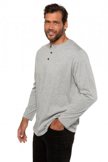 JP1880 702555 T-shirt Henley a maniche lunghe Grigio melange - Magliette - Magliette Uomo Taglie Forti