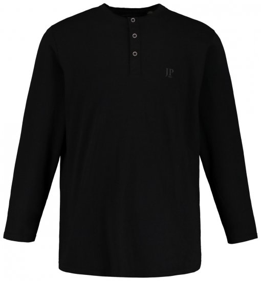 JP1880 702555 T-shirt Henley a maniche lunghe Nero - Magliette - Magliette Uomo Taglie Forti