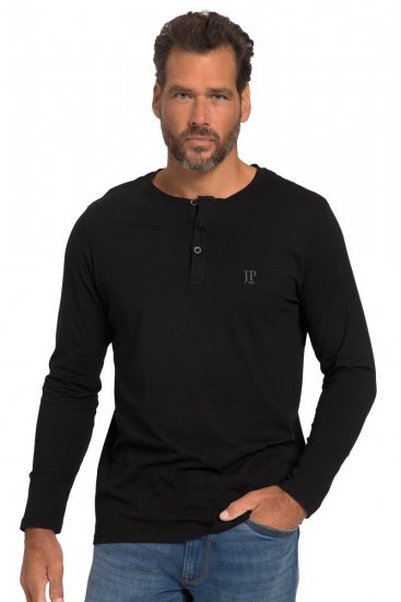 JP1880 702555 T-shirt Henley a maniche lunghe Nero - Magliette - Magliette Uomo Taglie Forti