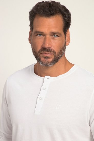 JP1880 702555 T-shirt Henley a maniche lunghe Bianco - Magliette - Magliette Uomo Taglie Forti