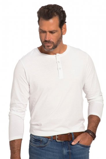 JP1880 702555 T-shirt Henley a maniche lunghe Bianco - Magliette - Magliette Uomo Taglie Forti