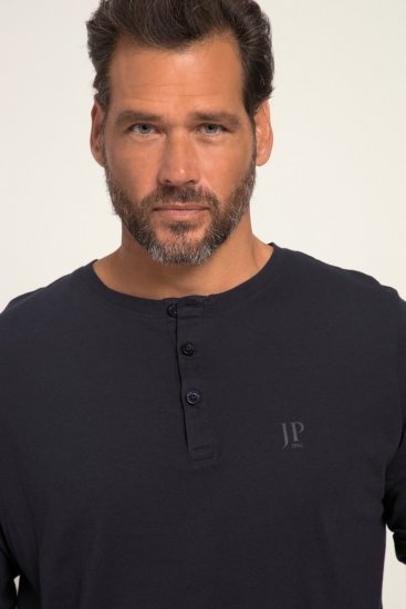 JP1880 702555 T-shirt Henley a maniche lunghe Blu scuro - Magliette - Magliette Uomo Taglie Forti