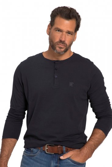 JP1880 702555 T-shirt Henley a maniche lunghe Blu scuro - Magliette - Magliette Uomo Taglie Forti