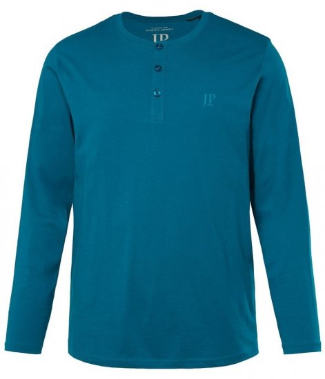 JP1880 Henley T-shirt Long Sleeve Blue - Magliette - Magliette Uomo Taglie Forti