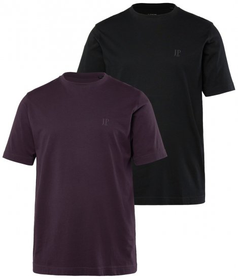 JP1880 702637 T-shirt con girocollo confezione da 2 Viola scuro/Nero - Magliette - Magliette Uomo Taglie Forti