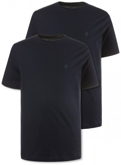 JP1880 702637 T-shirt con girocollo confezione da 2 Blu scuro - Magliette - Magliette Uomo Taglie Forti